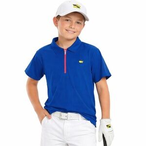Masters Kids Polo blue zip size large boys golf shirt dri fit